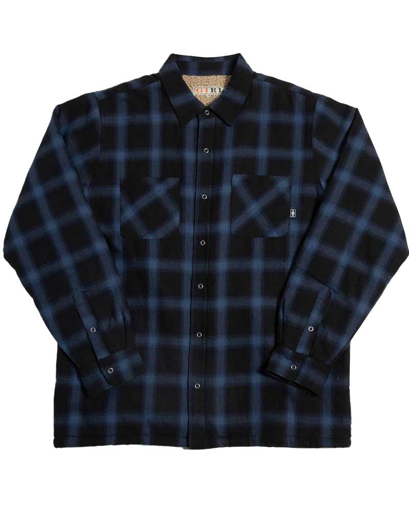 Girl Sherpa Lined Flannel Black Blue Ανδρικό Πουκάμισο Fleece