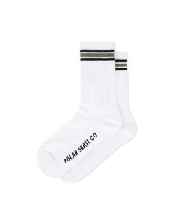 Polar Rib Socks Stripe White Black Sage