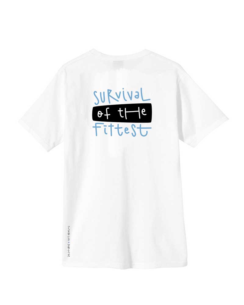 Macba Life Survival Tee White Black Blue Men's T-Shirt