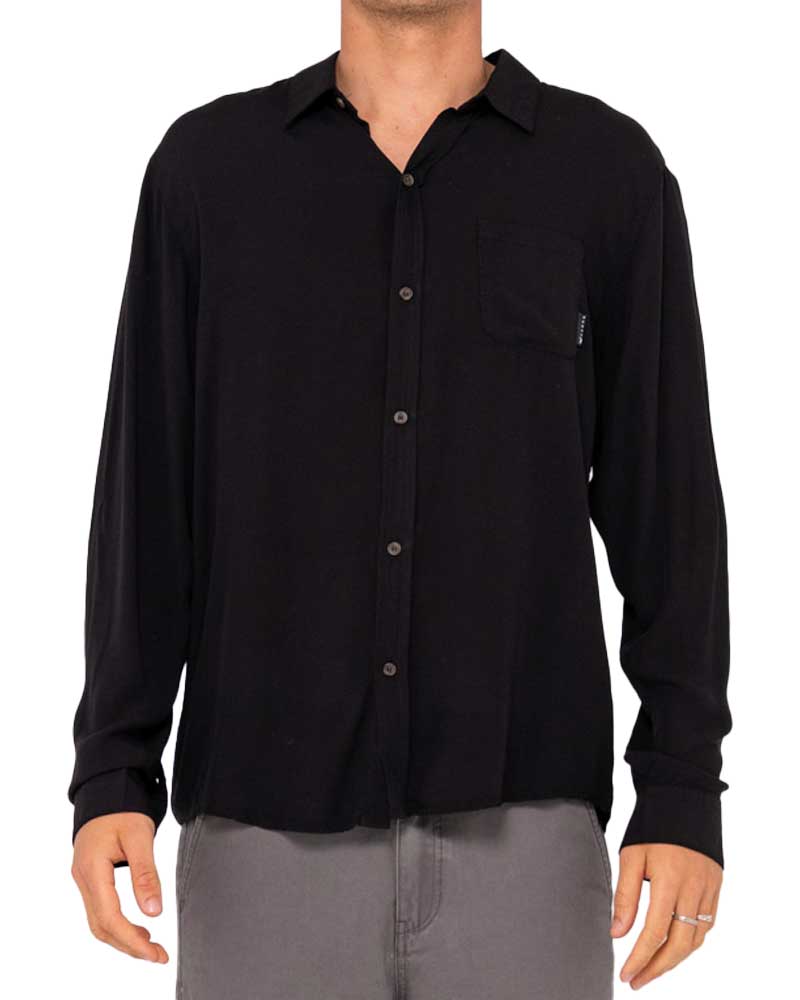 Rusty Razor Ls Rayon Shirt Black Men's Shirt