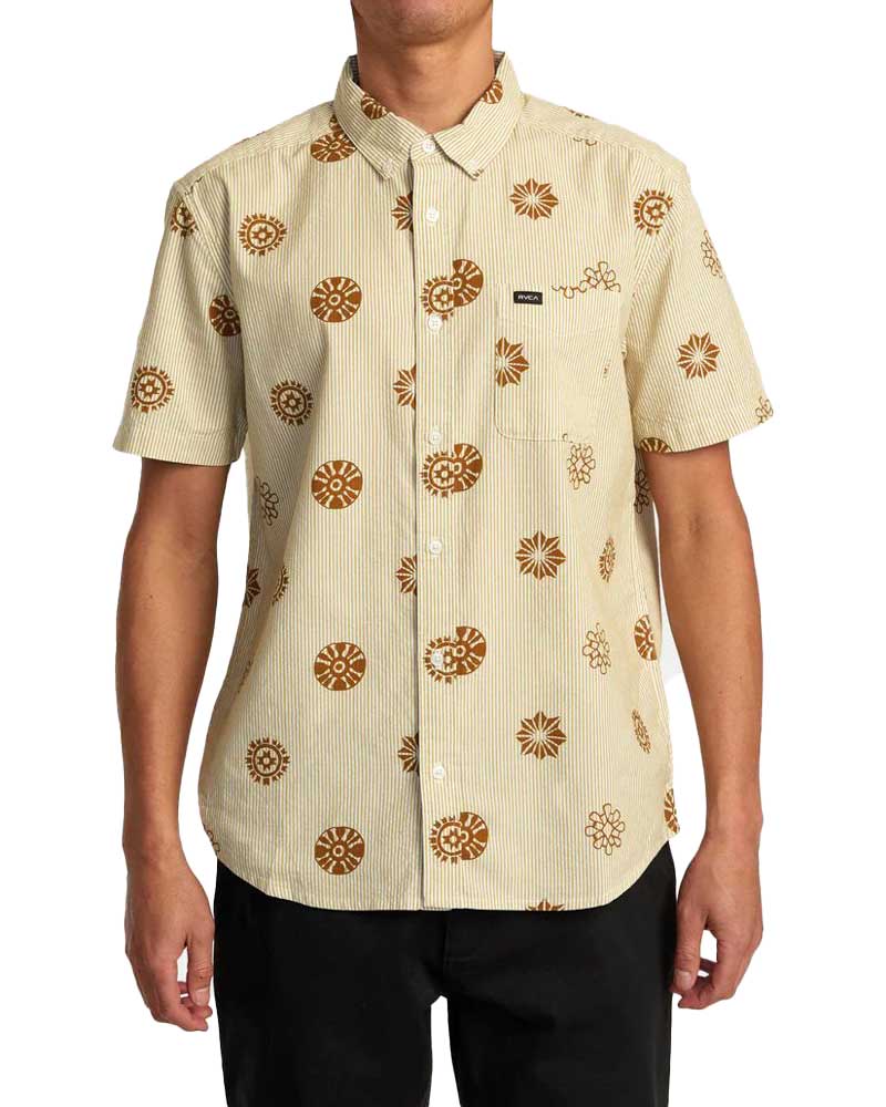 Rvca Endless Seersucker SS Gold Men's Shirt