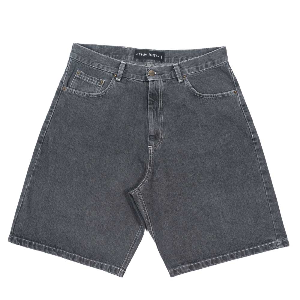 Screw Loose Barrel Shorts Denim Washed Black Men's Shorts